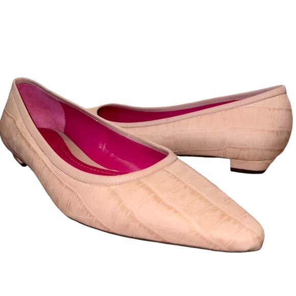 Ann Taylor Flats Leather Reptile Croc Blush Slip On Pointed Toe Shoes - Picture 5 of 10